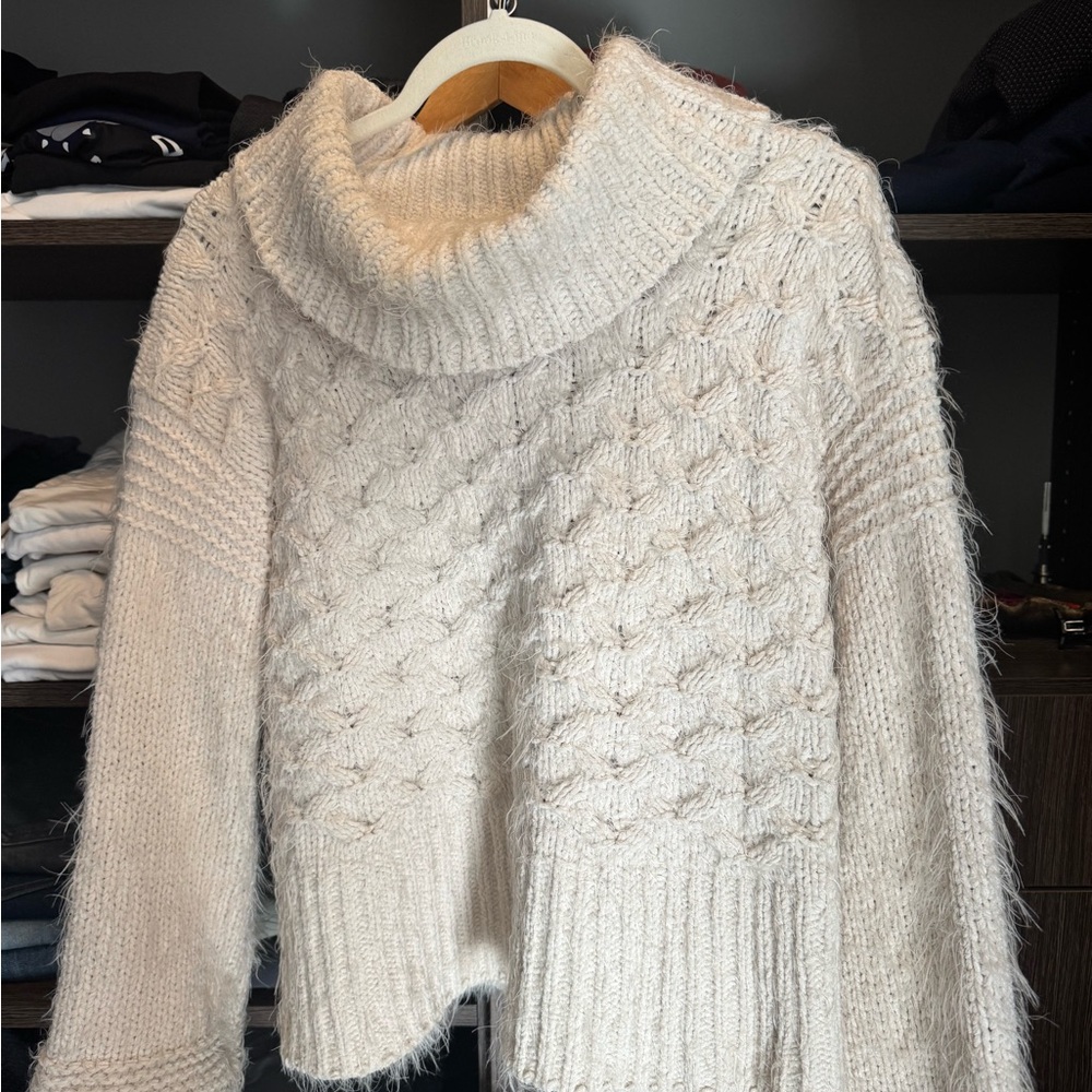 Anthropologie Cream Cowl Neck Sweater